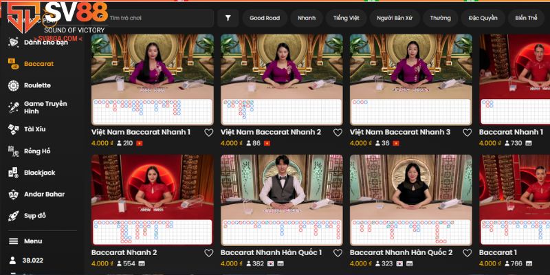 Các bàn cược Baccarat thú vị